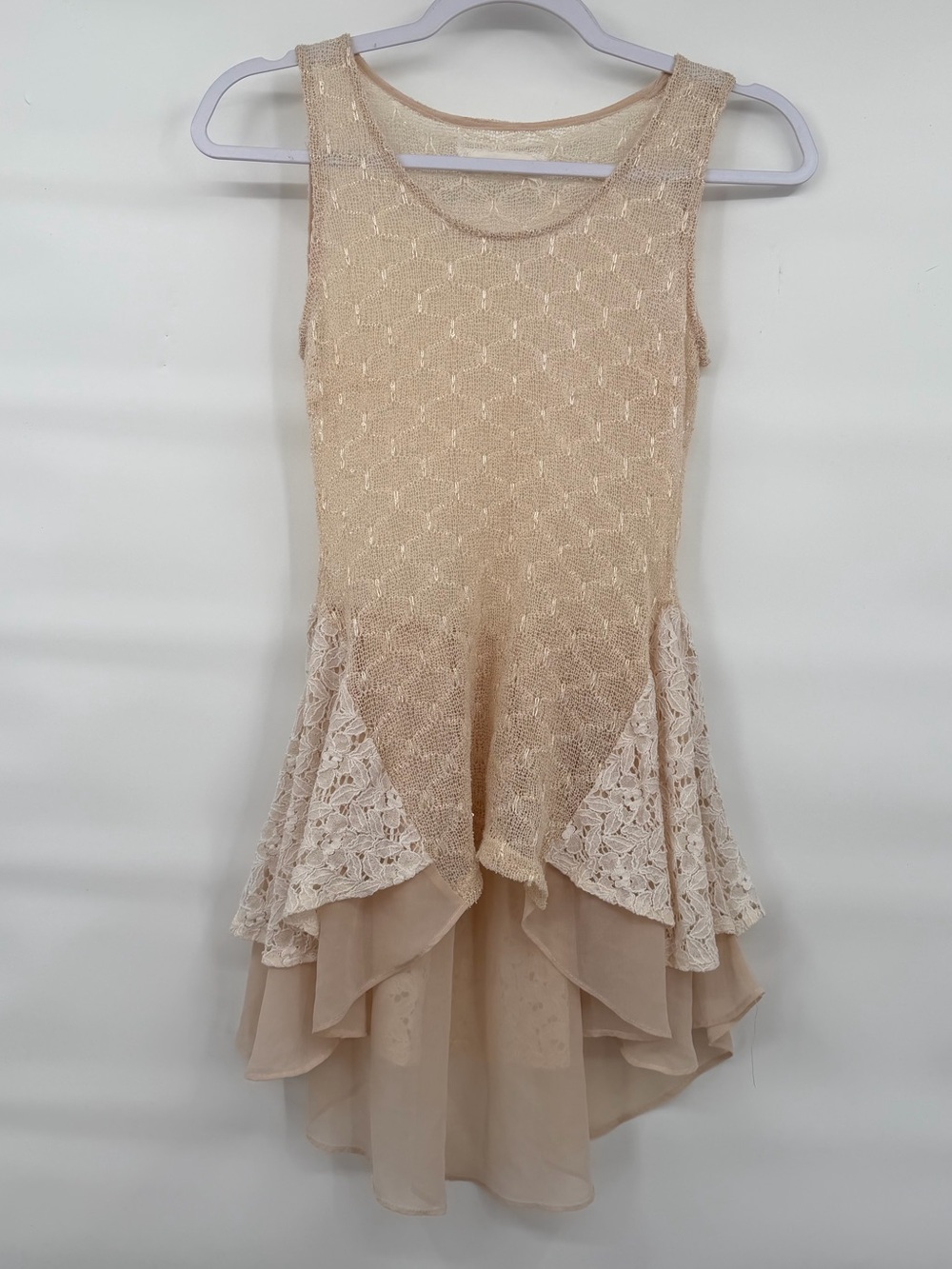 a’reve cream white lace knit tank tunic blouse top